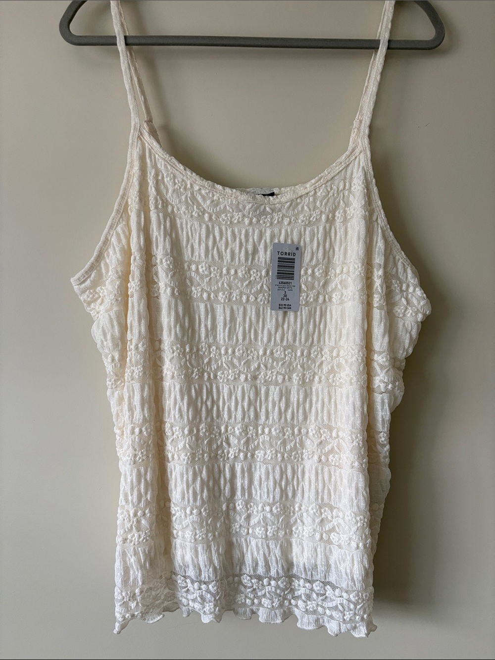 torrid Cream Crochet-Trim Spaghetti Strap Camisole